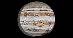 Planet Jupiter isolated on black background photo