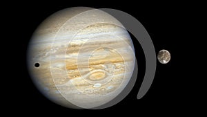 Planet Jupiter with moon Ganymede.