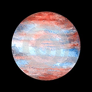 Planet Jupiter watercolor illustration.