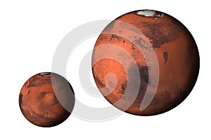 Planet Mars small and large Isolated