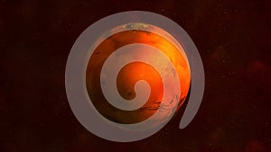 Planet Mars from space showing Tharsis Montes