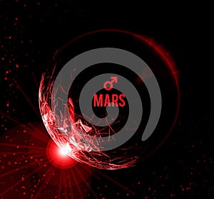 The planet Mars. Vector illustration. Mars in astrology symbolizes vigor, courage, determination.