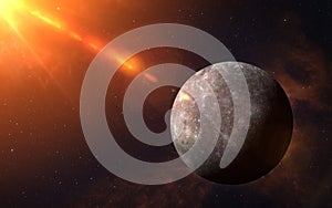 Planet Mercury, nebula and Sunlight photo