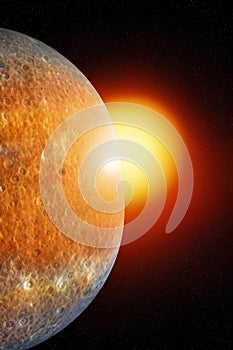 Planet Mercury view from space. Generative Artificial Intelligence