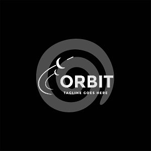 Planet Moon Earth Orbit Science Logo Design Vector