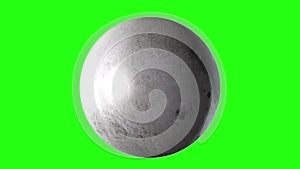Planet Moon rotating in its own orbit in the outer space. Green screen