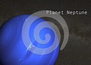 Planet Neptune on Milky Way Background