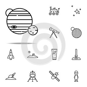 planet and orbit icon. Cartooning space icons universal set for web and mobile