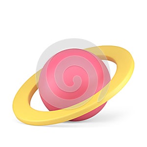 Planet with orbit Saturn Jupiter Uranus Neptune circle ring pink 3d icon realistic vector