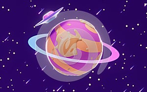 Planet in the outer space, 3d rendering