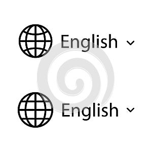 Planet pictogram. Language button for website.