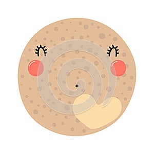 Planet Pluto with kawaii face cute illustration.