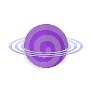 Planet with rings in flat style - planet with rings icon isolated on white