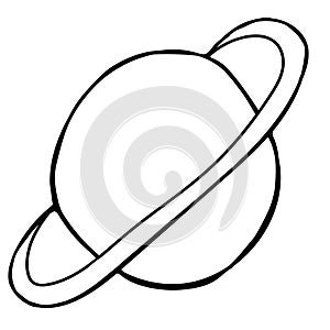 Planet with rings - saturn, jupiter, vector illustration in doodle style, coloring book