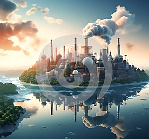 Planet\'s Plight: 3D Render of a World Surrounded by Pollution, Illustrating Environmental Concerns