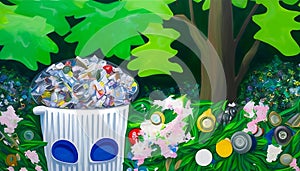 Planet\'s Redemption Through Recycling: A Surreal Messy Colorful Scene, Made with Generative AI