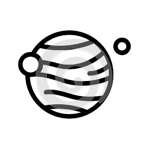Planet and satellites icon vector. Isolated contour symbol illustration