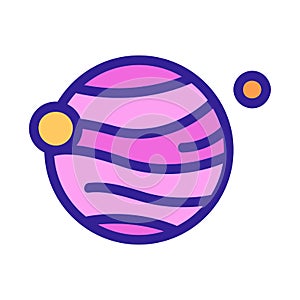 Planet and satellites icon vector. Isolated contour symbol illustration