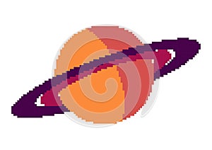 Planet saturn illustration with pixel theme