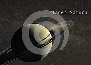 Planet Saturn on Milky Way Background