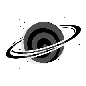 Planet Saturn with planetary ring system flat icon. Vector illustration on white background