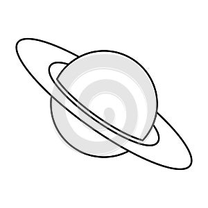 Planet Saturn with planetary ring system vector icon isolated on white background. Astronomy line icon, linear pictogram. Galaxy