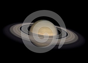 Planet Saturn of solar system isolated on black