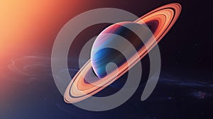 Planet Saturn in space. Cosmic background. Fantastic celestial space landscape.