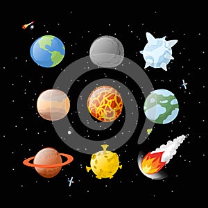 Planet set dark background. Dark space. Planets of solar system