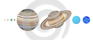 Planet Size Proportions or Comparison Flat Illustration of the Solar System