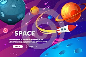 Planet Space Cartoon Background Composition