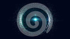 Planet, space, star. Abstract background with bright green bokeh. Loop animations.