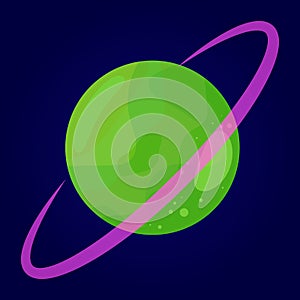 Planet in space. Vector cartoon illustration. Isolated object.