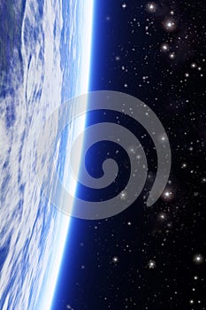 Planet with starfield background photo