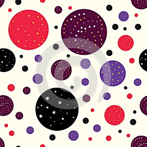 Planet stars seamless repeating vector pattern