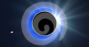 Planet sunrise, lunar eclipse solar eclipse concept sunrays shining bg.