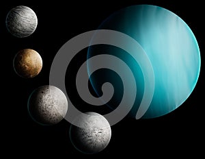 Planet Uranus Digital Art Illustration