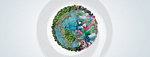 Planet vs. Plastics , Earth day 2024 concept 3d tree background.