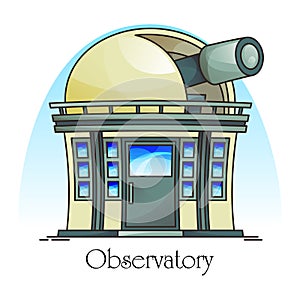 Planetarium building with telescope in dome