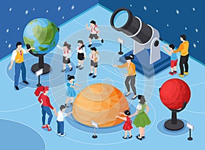 Planetarium Kids Isometric Composition