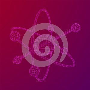 Planetary model of atom with nucleus and electrons
