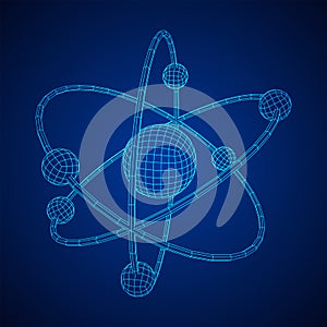 Planetary model of atom with nucleus and electrons