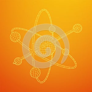 Planetary model of atom with nucleus and electrons
