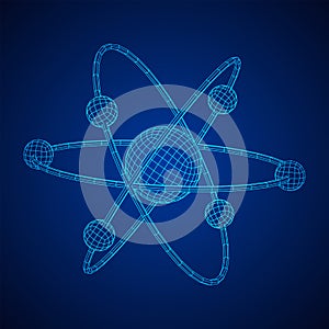 Planetary model of atom with nucleus and electrons