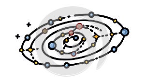 Planetary Orbit or Atom Model, Science Illustration, vector design Generative AI