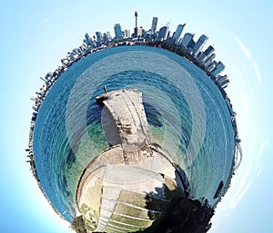 A planetoid of Sydney skyline and harbour