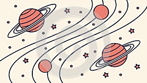 Planets and Cosmic Lines Abstract Space Pattern, vector design Generative AI