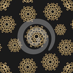 Planets on the dark sky seamless pattern, vector. Abstract seamless pattern. Can be used in the background, for the design of pac
