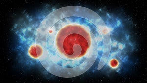 Planets and nebula on space . Abstract background. illustration