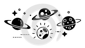 Planets and Orbits. Solar System. Astronomical Model, vector design Generative AI